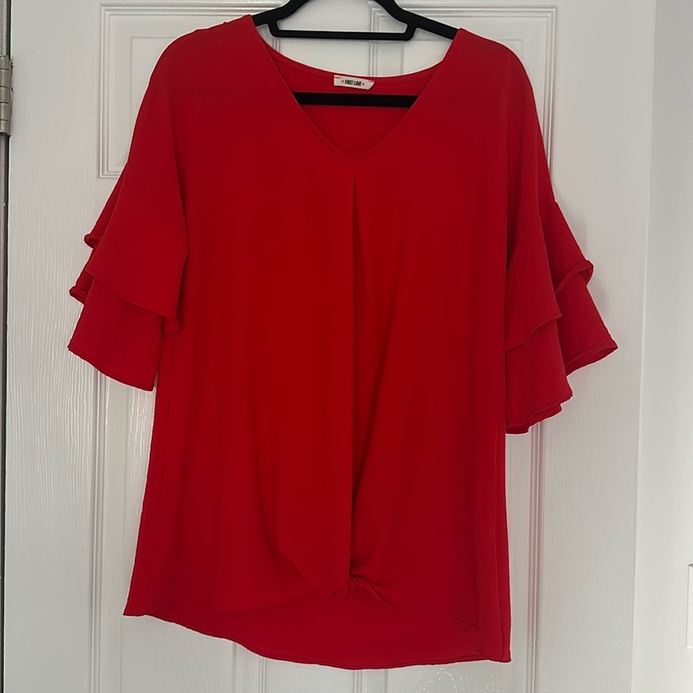 First Love | Red Oversized Tunic Top - M